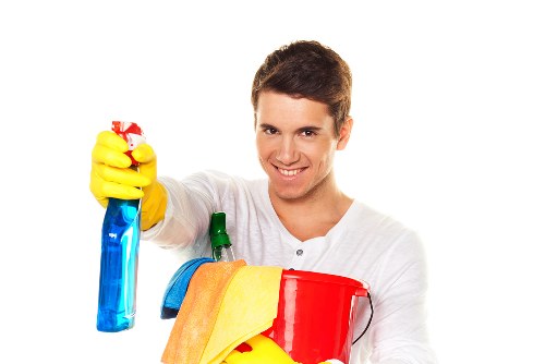 Hot water extraction cleaning equipment on carpet